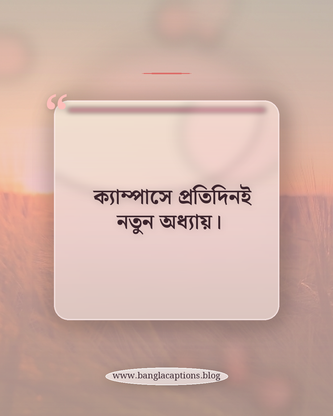 ক্যাম্পাসে প্রতিদিনই নতুন অধ্যায়। - ক্যাম্পাস জীবনের ক্যাপশন (ফেসবুক ও ইনস্টাগ্রামের জন্য)