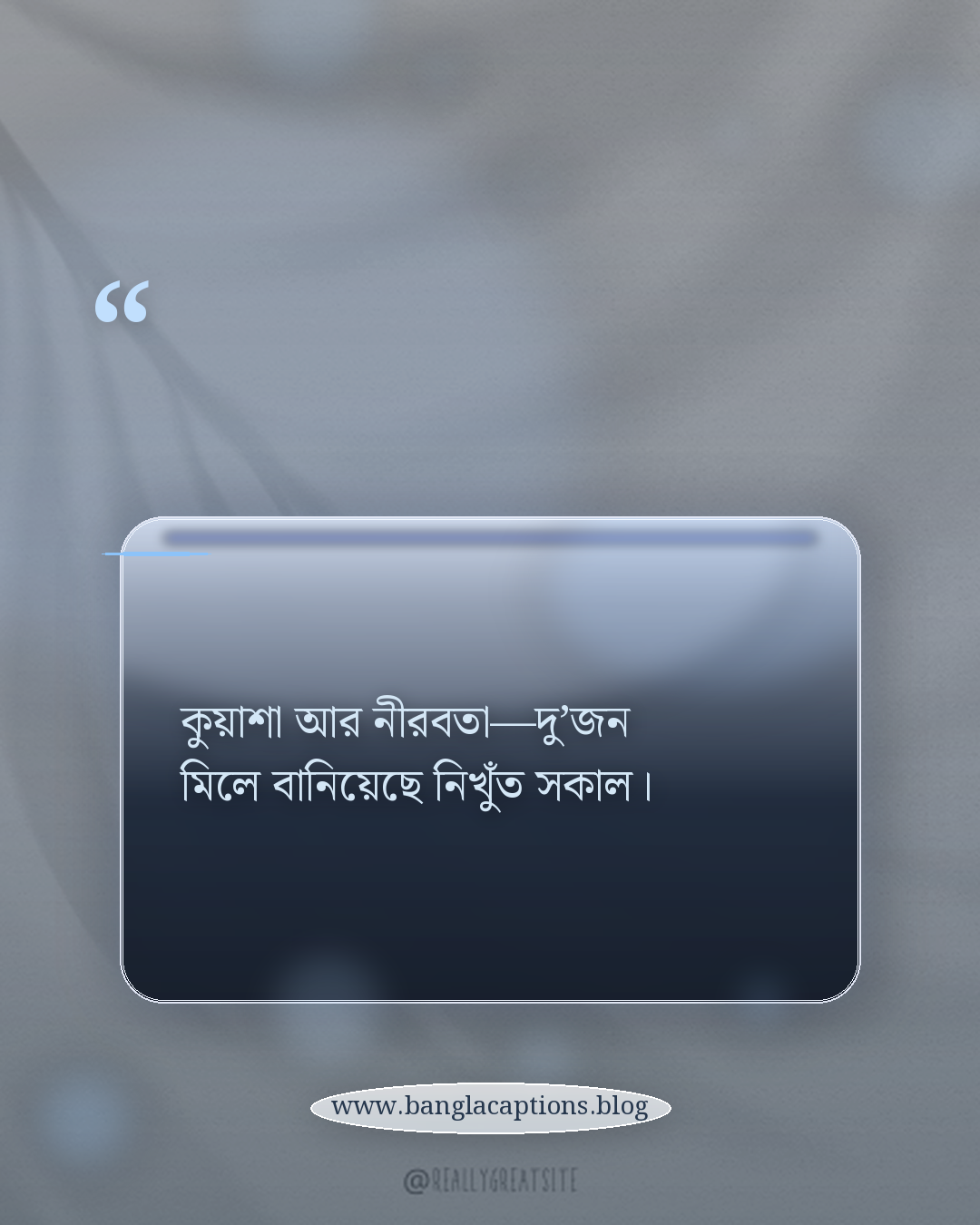 কুয়াশা আর নীরবতা—দু’জন মিলে বানিয়েছে নিখুঁত সকাল। - কুয়াশা ভেজা শীতের সকাল নিয়ে ক্যাপশন