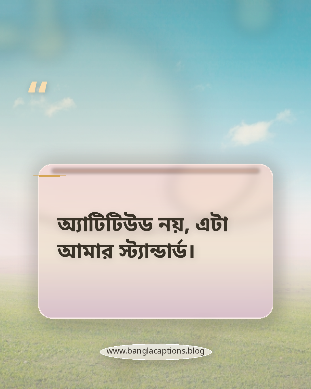 অ্যাটিটিউড নয়, এটা আমার স্ট্যান্ডার্ড। - স্টাইলিশ ও স্মার্ট ব্যক্তিত্বের ক্যাপশন