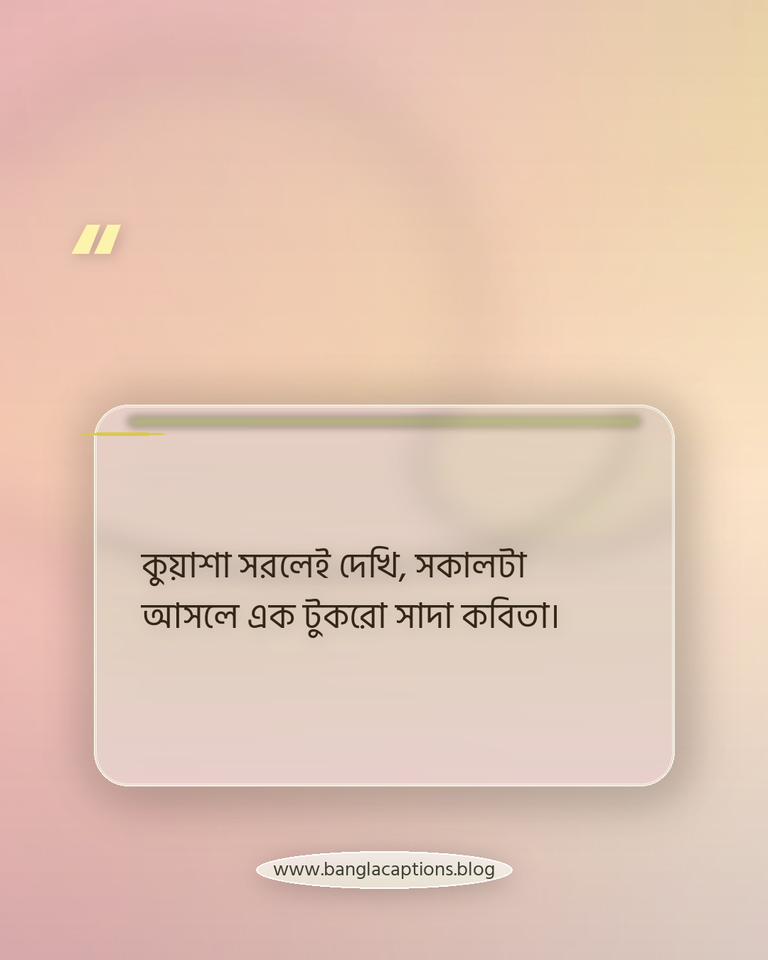 কুয়াশা সরলেই দেখি, সকালটা আসলে এক টুকরো সাদা কবিতা। - শীতের সকাল নিয়ে কবিতার মতো উক্তি