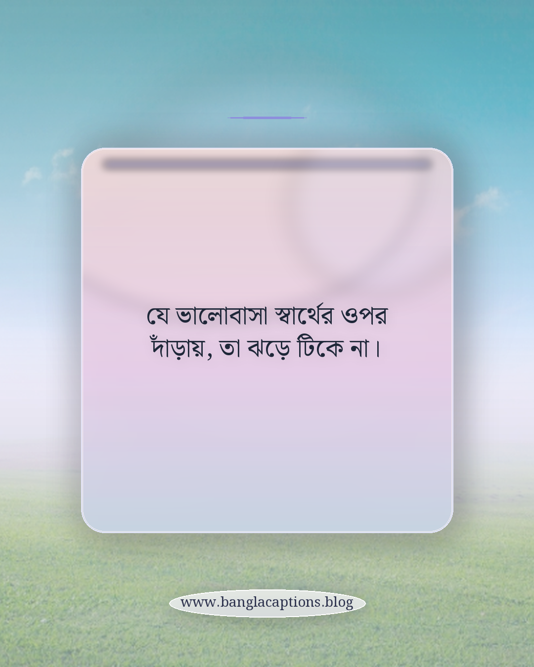যে ভালোবাসা স্বার্থের ওপর দাঁড়ায়, তা ঝড়ে টিকে না। - স্বার্থপর মানুষ নিয়ে কষ্টের উক্তি
